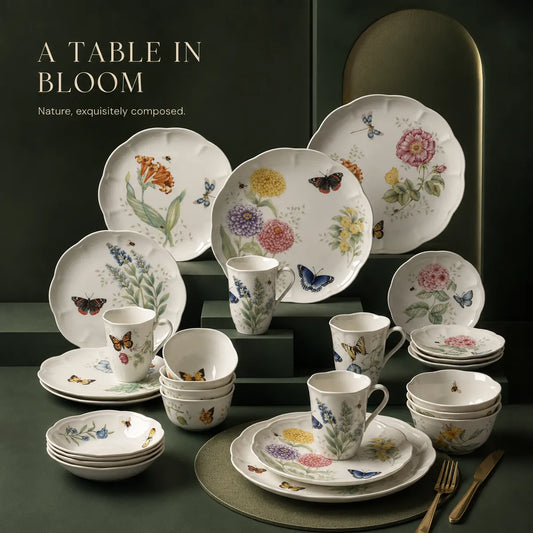 Korvaniq Butterfly Meadow 28-Piece Dinnerware Set