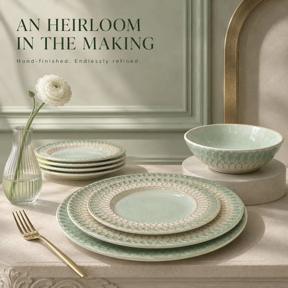 Korvaniq Vintage Embossed Ceramic Dinnerware Set
