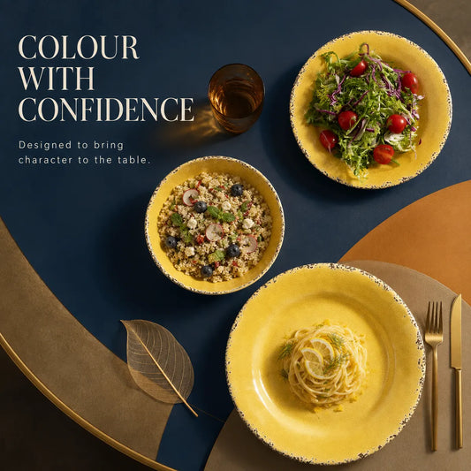 Korvaniq Yellow Crackle Dinnerware Set