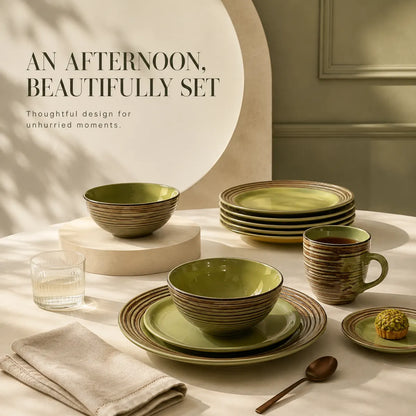 Platefula Green Stoneware Dinnerware Set