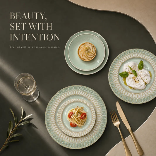 Korvaniq Vintage Embossed Ceramic Dinnerware Set