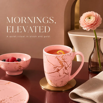Platefula Pink Marble Ceramic Dinnerware Set