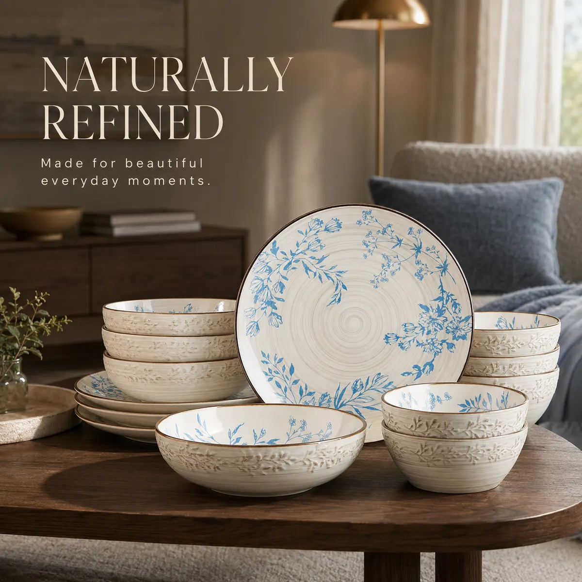Platefula Blue Floral Dinnerware Set