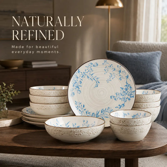 Korvaniq Blue Floral Dinnerware Set